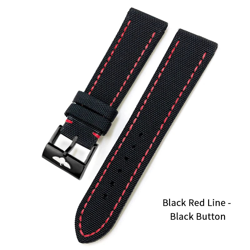 Nylon Canvas Watch Strap, 22mm, for Breitling HMGER Challenger, black, green, gray, yellow, high quality