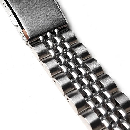 Cinturino di lusso in acciaio inossidabile massiccio 316L, 20mm 22mm, per orologi Seiko Jubilee, maglie terminali regolabili, cinturino a maglie, perle a chicco di riso