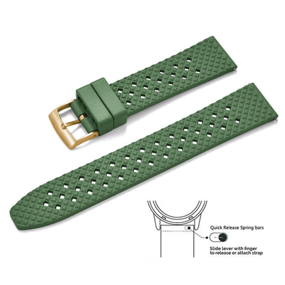 Bracelets de montre en caoutchouc FKM tropical premium 20 mm 22 mm à dégagement rapide, motif nid d'abeille, respirants et poreux pour Seiko SRP775