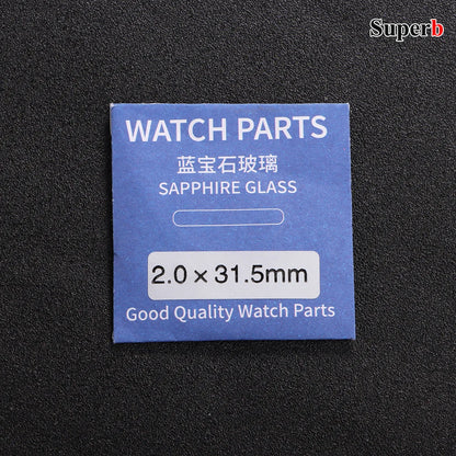 Verre de montre en saphir de remplacement, plat, 2.0mm d'épaisseur, diamètre 28-38mm, cristal Transparent, 29mm, 30mm, 31mm, 32mm, 34mm, 36mm, 1 pièce
