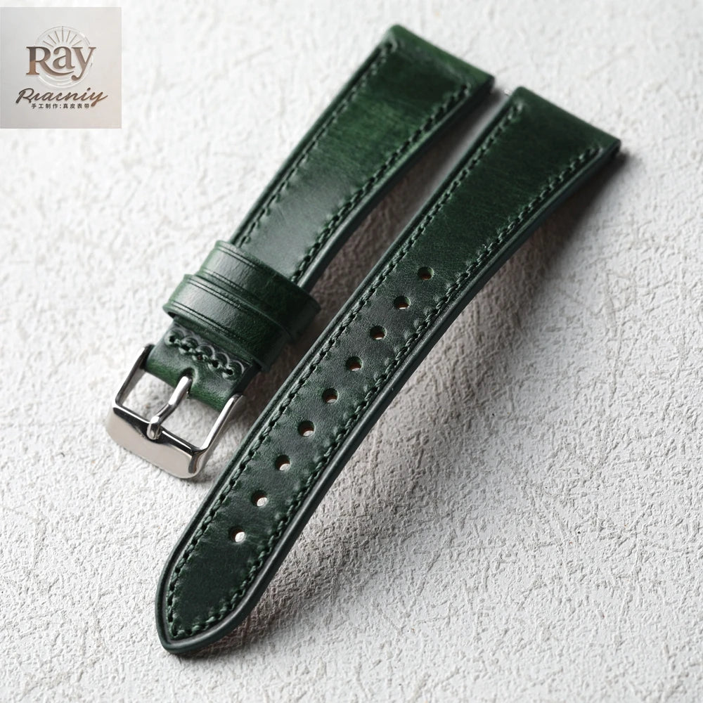 Handmade Italian Cowhide Leather Strap, Genuine Leather 18 19 20 21 22 mm, Soft Quick Release, Genuine Leather Strap, Blue