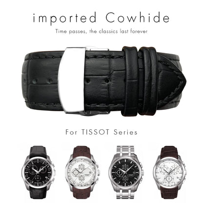 Bracelet de montre en cuir véritable à extrémité incurvée, 22mm 23mm 24mm, pour ceinture de montre Tissot 1853 COUTURIER T 035407 A T 035627 Outils de sangle pour hommes