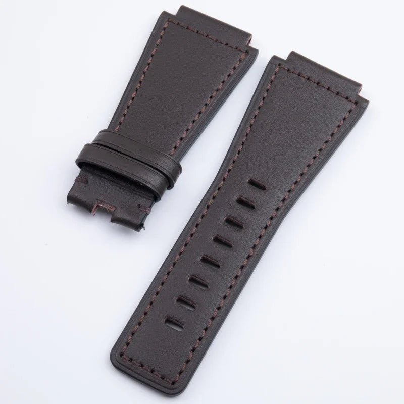 Bracelet de montre en cuir véritable de haute qualité, 34x24mm, convexe, pour Bell Strap Ross BR-01 BR-03, avec boucle à ardillon
