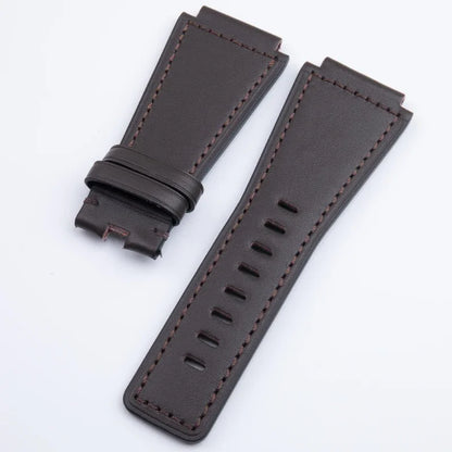 Bracelet de montre en cuir véritable de haute qualité, 34x24mm, convexe, pour Bell Strap Ross BR-01 BR-03, avec boucle à ardillon