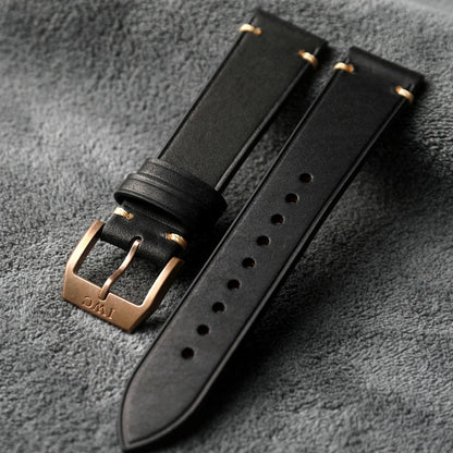 Bracelet en cuir de vache fait à la main, 20MM 21MM marron vert noir Style Vintage, montre en Bronze, boucle en Bronze