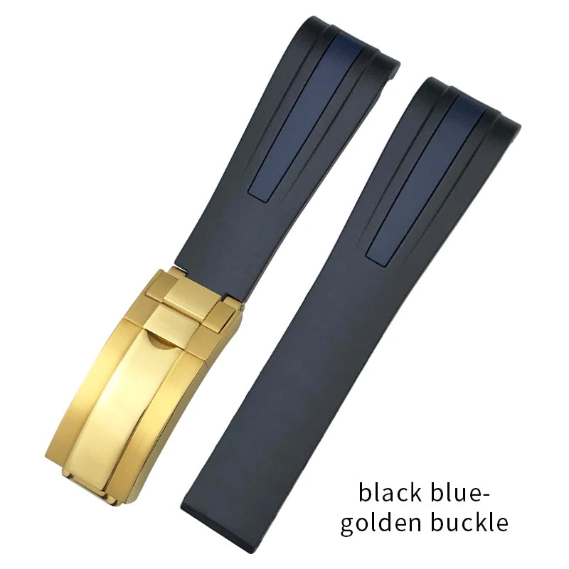 Uhrenarmband aus Kautschuk und Silikon, gebogenes Ende, 18mm 19mm 20mm 21mm 22mm, für Submariner DayRequiRolex Gstuff IWC Pilot, Uhrenarmband-Zubehör