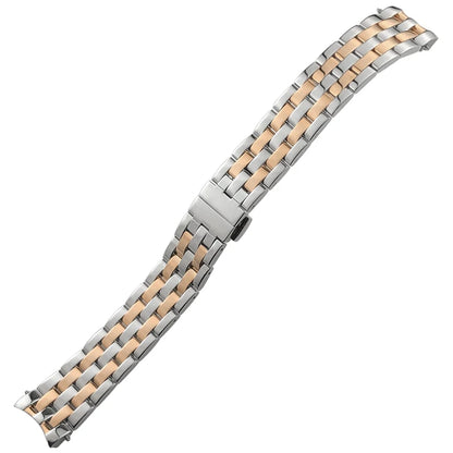 Cinturino per orologio da 18 mm in acciaio inossidabile con estremità curva per MIDO BARONCELLI M007 M007207A, bracciale in metallo massiccio color oro rosa argento da donna