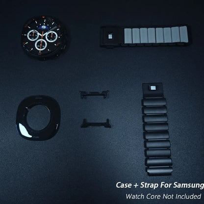 Bracelet de luxe + étui pour Samsung Galaxy Watch 8 40mm 44mm 8 Classic 46mm, étui à couverture complète, boucle magnétique