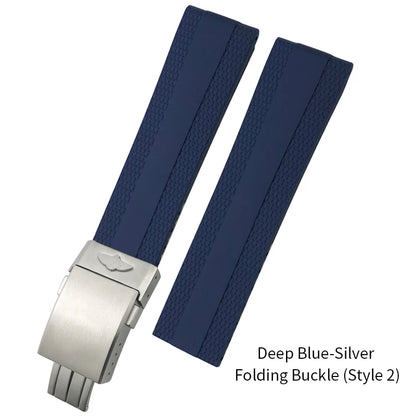 Bracelet de montre en caoutchouc et Silicone, 20mm 21mm 22mm 23mm 24mm, pour Breitling Superocean Avenger professionnel, bleu blanc vert