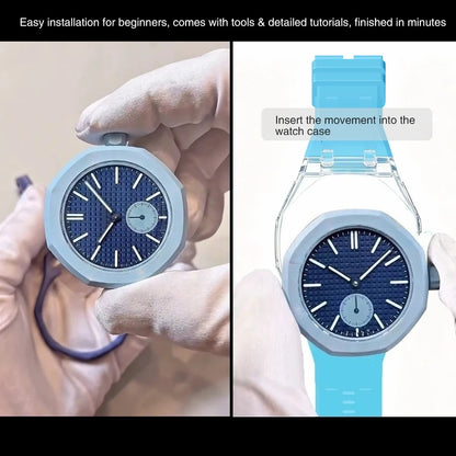 Cassa in plastica trasparente Glacier + cinturino in silicone per orologio da taschino AP X Swatch Royal Pop, trasformatore da orologio da taschino a cinturino in caucciù