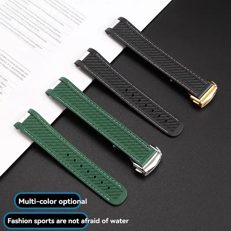 Correa de reloj de caucho y silicona, 20mm, adaptable a Omega Seamaster 300 AT150, para Rolex, negro, verde, Water Ghost, cierre desplegable