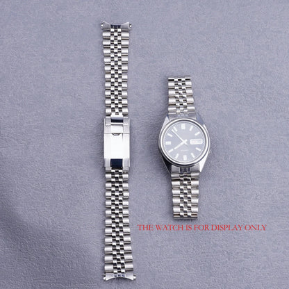 Jubilee silver watch strap with hollow curved end, solid screw links, strap for SeaM 5, SNXSCafe K1, SNXS75, SNXS77, SNXS79K1, SNX79J1, 19mm