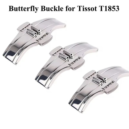 For Tissot T1853 watch strap butterfly clasp deployment clasp stainless steel watch strap silver metal button buckle accessories