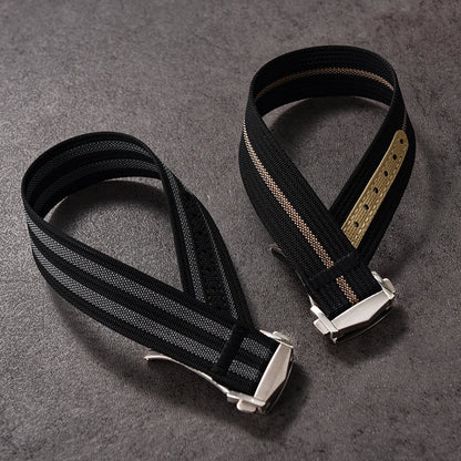 Ribbed Nylon Military Watch Strap 18mm 20mm 22mm with FKM Rubber Deployment Buckle, Sports Bracelet for Men Omega/Tudor/Seiko