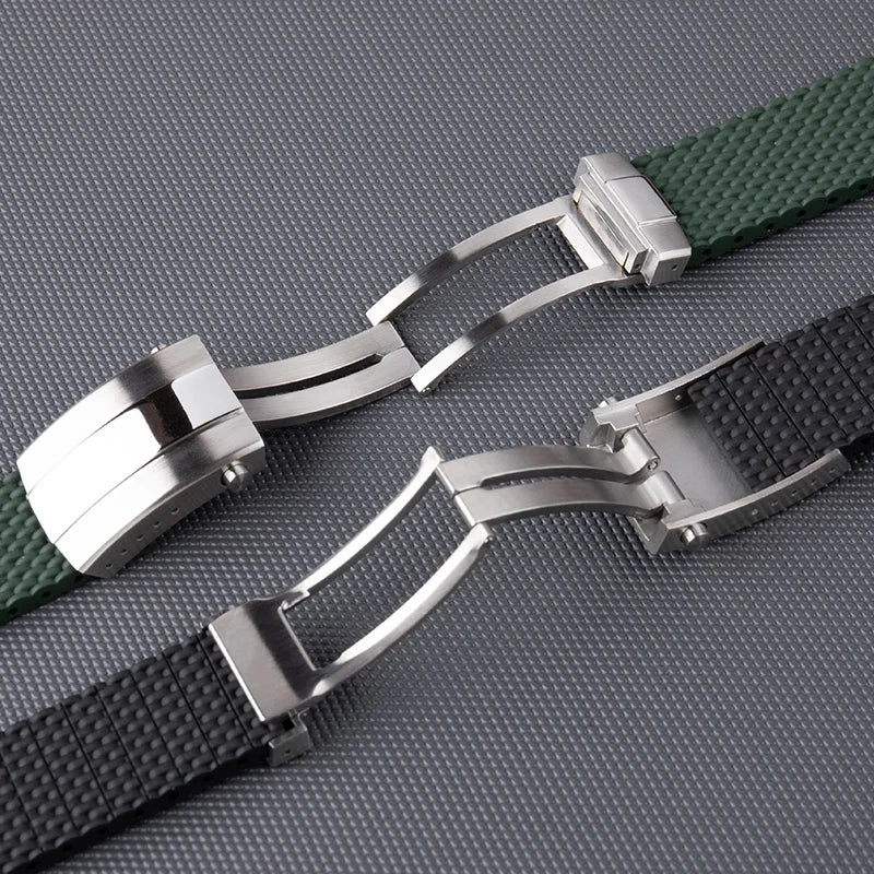 Cinturino in gomma fluoro intrecciata Milan, in gomma FKM, 21/22/23/24mm, adatto per orologi universali ad estremità piatta, per Breitling/Longines/Mido/IWC