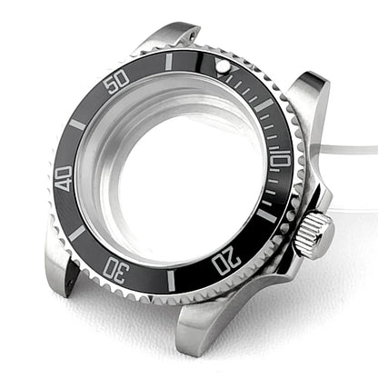 Cassa per orologio secondario in argento di alta qualità, 40,5 mm, adatta per NH-35/36, vetro zaffiro, cassa in metallo, parti e accessori resistenti all'acqua fino a 50 bar