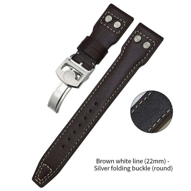 Bracelet de montre en cuir de vachette Rivet Optics, bracelet de montre en cuir véritable, IWC, Suffino 77, Suff5009, Big Pilot, Spitfire, Le Petit Prince, 21mm, 22mm