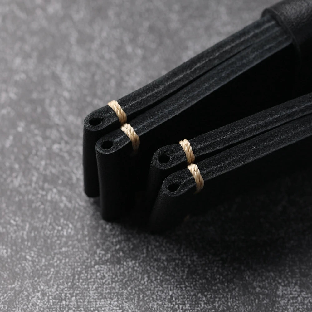 Handmade Cowhide Leather Watch Strap, Top Layer, 20 22 24 26MM, Black, Soft, Foldable, No Sandwich, Flexible