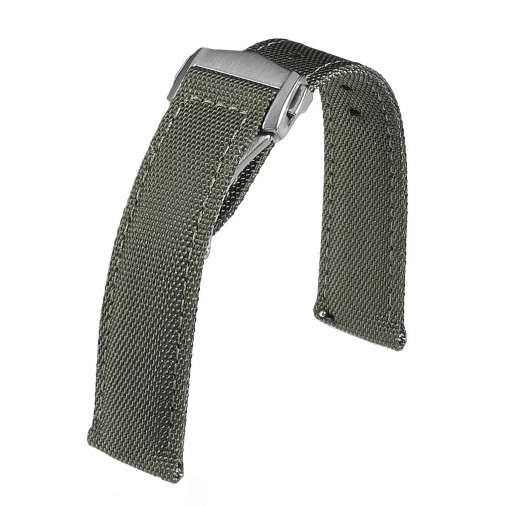 Cinturino per orologio in tessuto a vela deployante 20mm 22mm Cinturino per orologio in Nylon impermeabile a doppia faccia a sgancio rapido con fibbia pieghevole per Omega