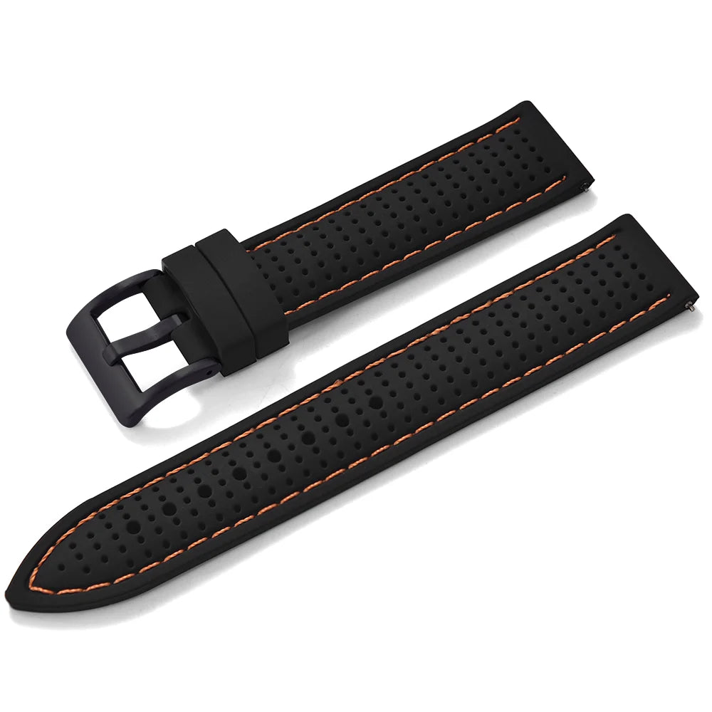 Bracelet de montre sport en silicone à dégagement rapide - Bracelet en caoutchouc souple respirant et imperméable, ajustement universel 18 mm 20 mm 22 mm pour hommes et femmes