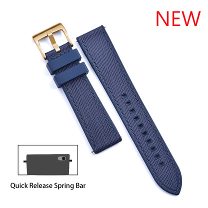 Bracelet de montre FKM, nouveau Design, 20mm 22mm, libération rapide, hybride, caoutchouc fluoré, cuir, FPM, doux et Durable, unisexe
