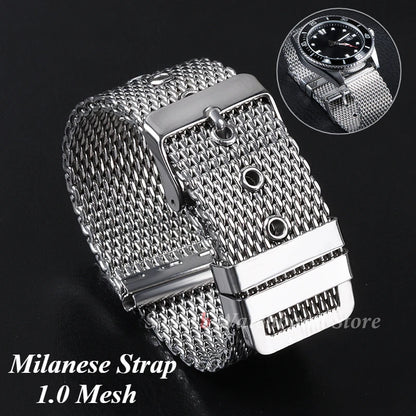Bracelet milanais en maille 1.0 pour Seiko, 18/20/22/24mm, épaisseur 3mm, Bracelet de montre en acier inoxydable pour DW pour ceinture Omega
