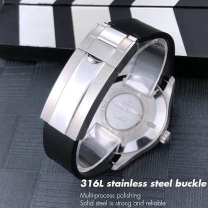 Uhrenarmband aus Kautschuk und Silikon, gebogenes Ende, 18mm 19mm 20mm 21mm 22mm, für Submariner DayRequiRolex Gstuff IWC Pilot, Uhrenarmband-Zubehör