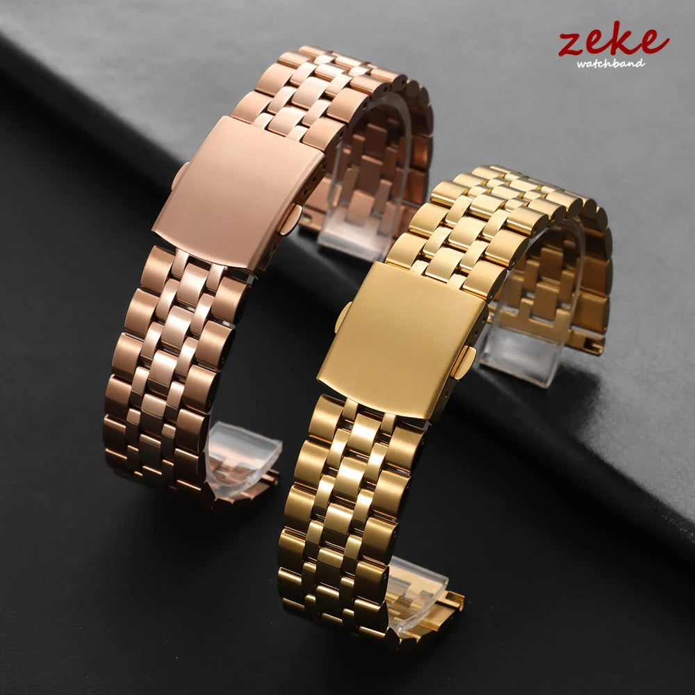 Bracelet de montre de luxe en acier inoxydable massif, 20mm 22mm, pour Tudor pour Omega, en métal, pour hommes et femmes, Bracelet universel en or