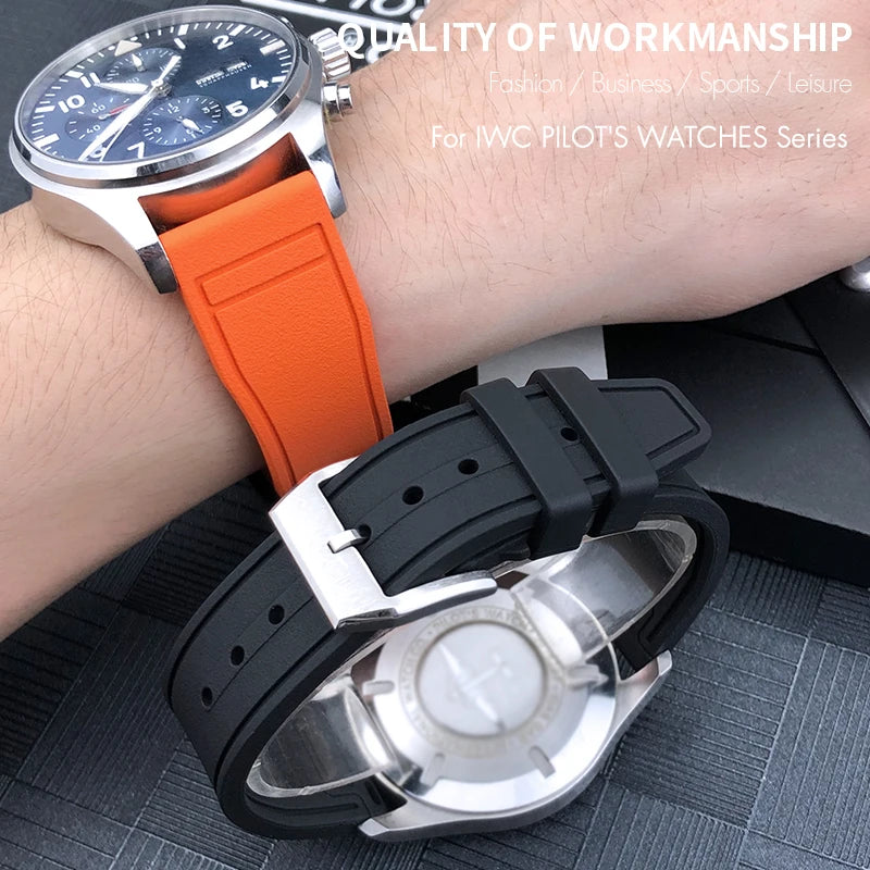 Cinturino per orologio in caucciù fluorurato naturale impermeabile di alta qualità per IWC Big Pilot's TOP GUN 20 mm 21 mm 22 mm FKM