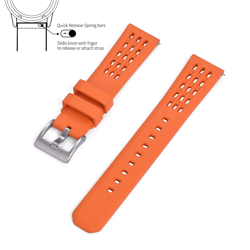 Bracelet de montre en caoutchouc FPM FKM, 20mm 22mm, dégagement rapide, qualité supérieure, conception de Structure poreuse, bracelet de Sport Durable et confortable