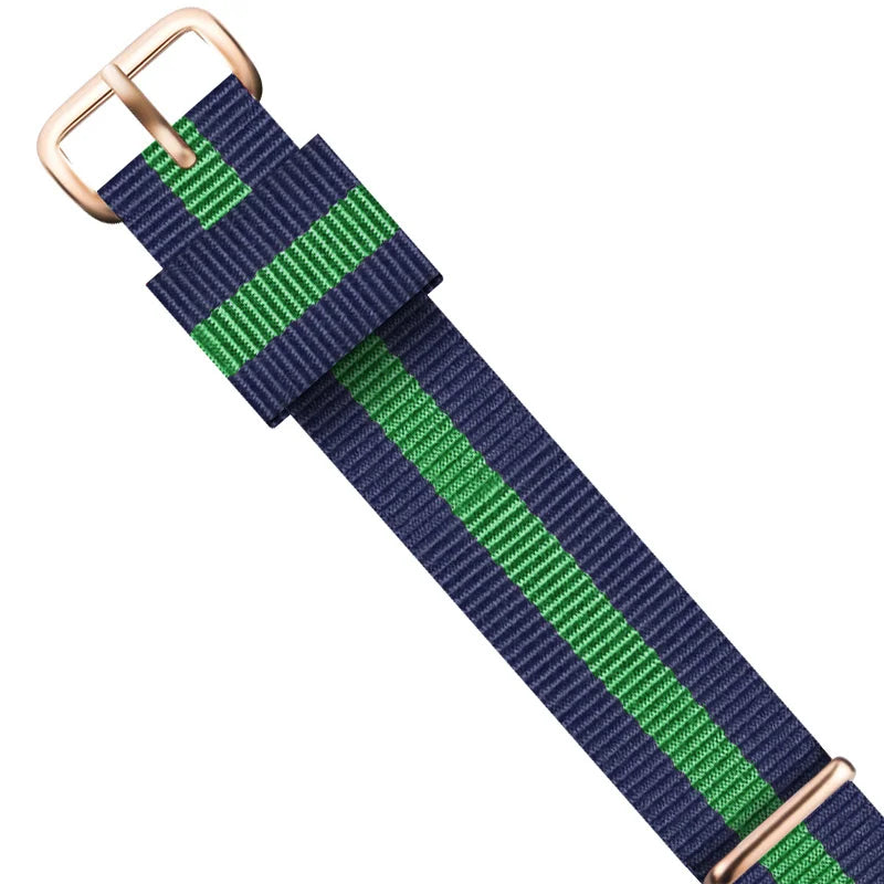 Cinturino per orologio da uomo e da donna, in nylon premium da 18mm e 20mm, color oro rosa e argento, per Daniel Wellington