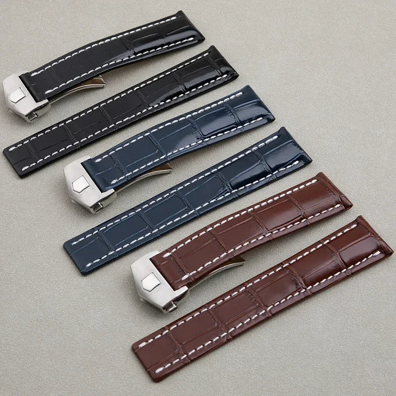 Cinturino universale in vera pelle di bambù, morbido, compatibile con cinturino TAG Heuer MONACO, nero, marrone, blu, 22mm, 24mm, fibbia pieghevole
