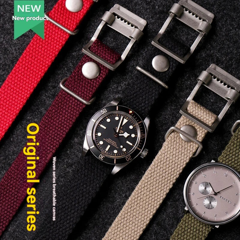 Pour Rolex Submariner vert/noir, Tudor Black Bay, Seiko 5, Hamilton kaki-bracelet de montre en toile militaire de Style Vintage 20 22mm