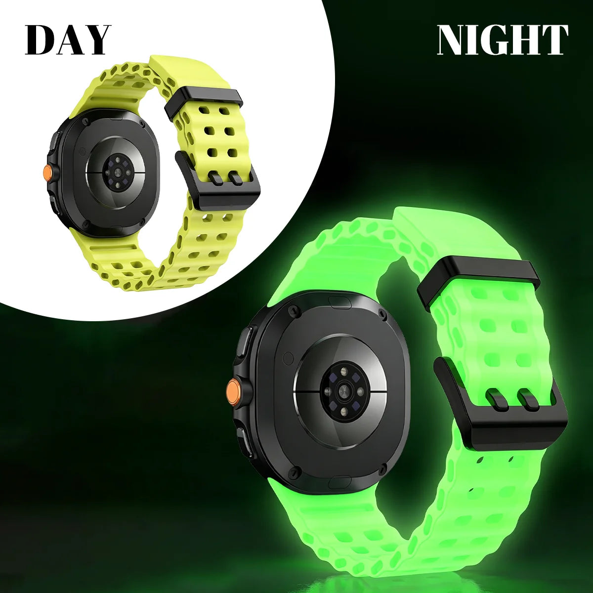 Cinturino per orologio sportivo luminoso in silicone Ocean per Samsung Galaxy Watch 8 9 40/44 mm 8 Classic 46 mm, cinturino di ricambio unisex