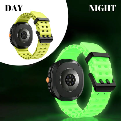 Cinturino per orologio sportivo luminoso in silicone Ocean per Samsung Galaxy Watch 8 9 40/44 mm 8 Classic 46 mm, cinturino di ricambio unisex