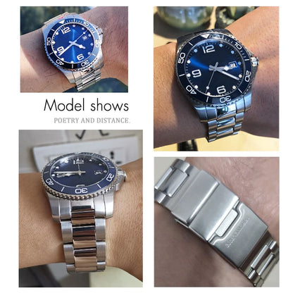 Bracelet de montre en acier inoxydable, 19mm, 21mm, 22mm, pour Longines Conquest HydroConquest L3.782 L3.641 L3.841, bracelet de montre en métal massif