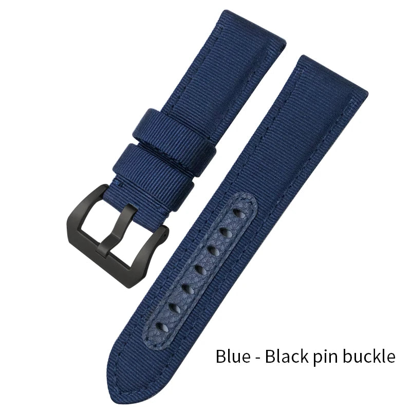 Cinturino per orologio in nylon da 24 mm per Panerai Submersible Luminor PAM verde blu grigio, in tessuto, tela, nuovo, con strumenti gratuiti