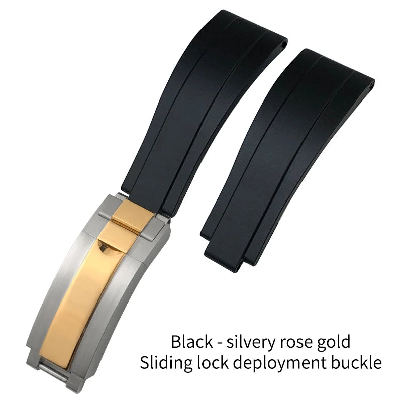 Natural Rubber Watch Strap for Rolex SUBMARINER Explorer Air King Deepsea, Soft Silicone Watch Band, High Quality, 20mm, 21mm