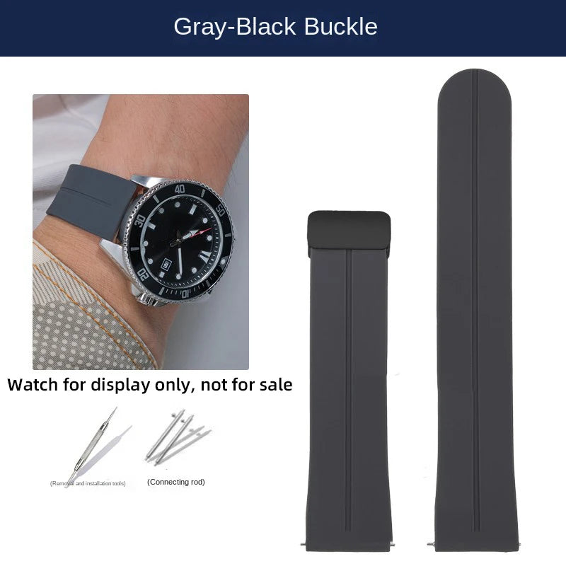 22mm Soft Silicone Watch Band for Casio Marlin MDV-106 Duro MDv106 MTP-1374 1375 EFS-S510 EFV-540, Magnetic Folding Buckle