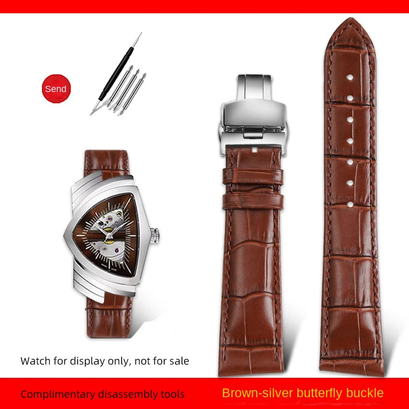Men's personalized leather watch strap, watch band, custom accessory, Hamilton VENTURA Series, H24515551, H24515591, 21mm