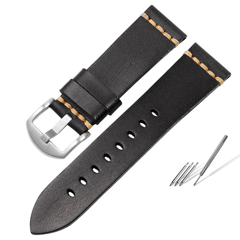 Handmade leather watch strap, 20mm 22mm 24mm, for Panerai, Tudor, Biwan Bronze, and Breitling watches, Italian cowhide leather.