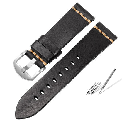 Handmade leather watch strap, 20mm 22mm 24mm, for Panerai, Tudor, Biwan Bronze, and Breitling watches, Italian cowhide leather.