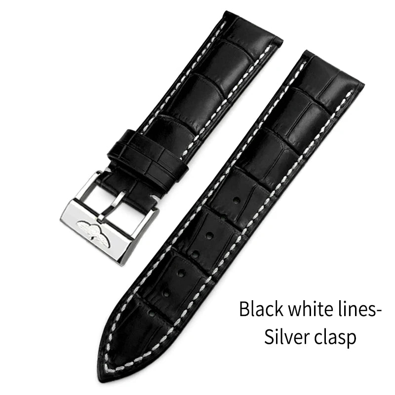 Bracelet de montre en cuir véritable 20mm 21mm 22mm pour Breitling Avenger Navitimer Chronomat Superocean Heritage Yellow Wolf
