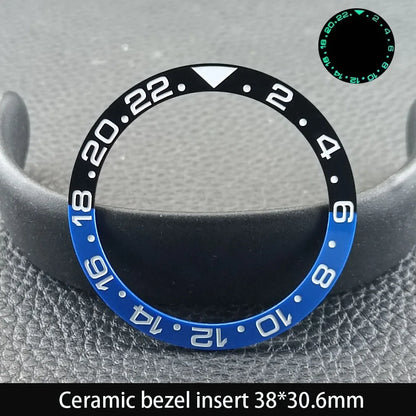 38mm x 30.6mm Sloped Ceramic Bezel GMT and Diving Watch Insert for 40mm Men's Watch Replacement Watch Bezel Inserts