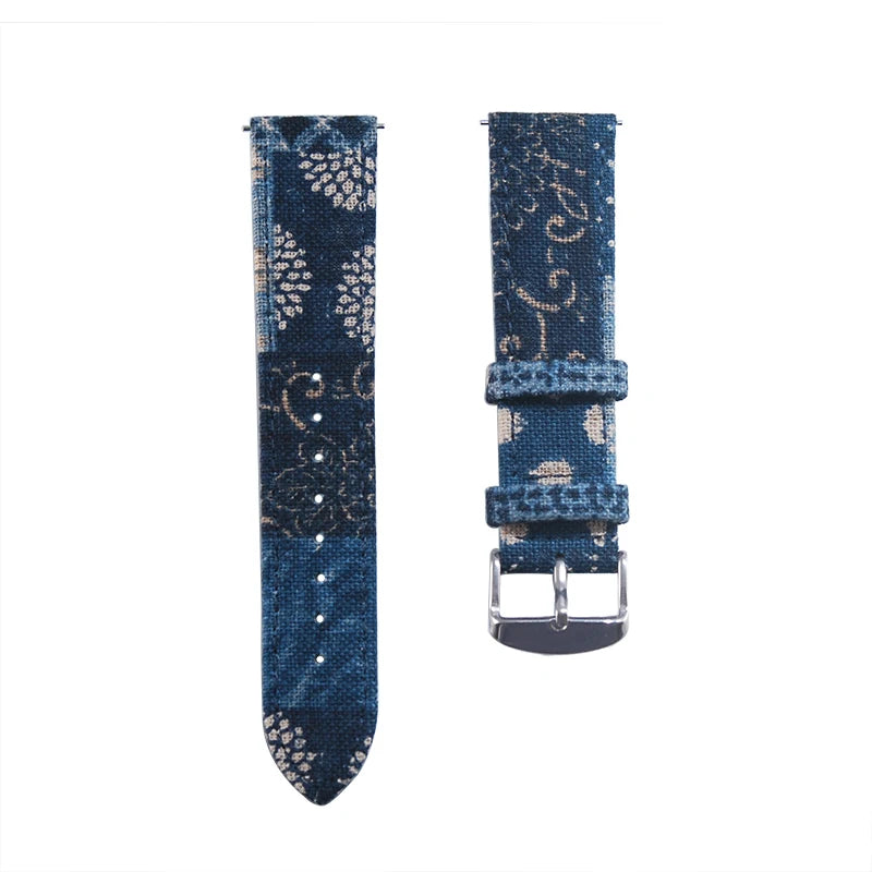Cinturino per orologio giapponese Vintage Indigo BORO a sgancio rapido da 18, 20, 22 mm