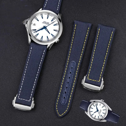 Bracelets de montre en toile et Nylon, 19mm 20mm, pour Omega Seamaster 300 Speedmaster AT150 Omega Speedmaster Slubby série 310.32, bracelet en Nylon