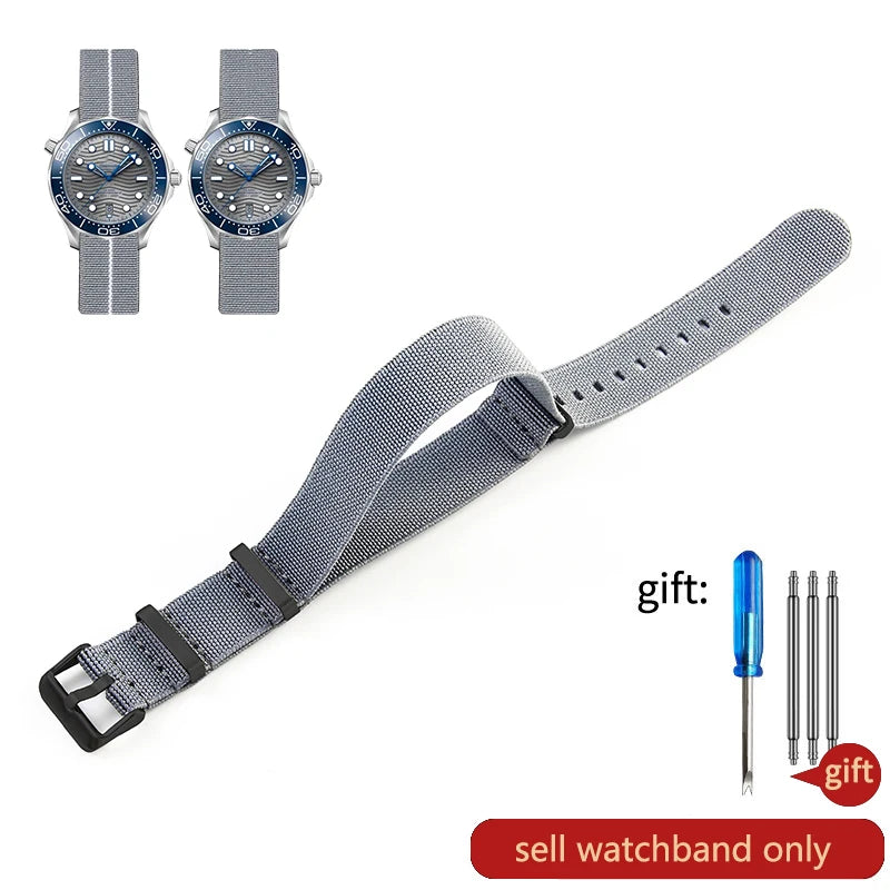 Retro Parachute Nylon Watch Strap for Rolex Tudor Biwan Omega Heuer IWC Men High-Density Knit 18 20 22mm Replacement Accessories