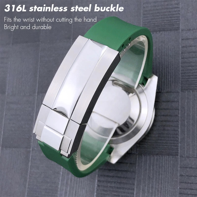 Natural Rubber Watch Strap, 18mm 19mm 20mm 21mm 22mm, Sport, Diving, Silicone, for Rolex Submariner GMT Master Explorer