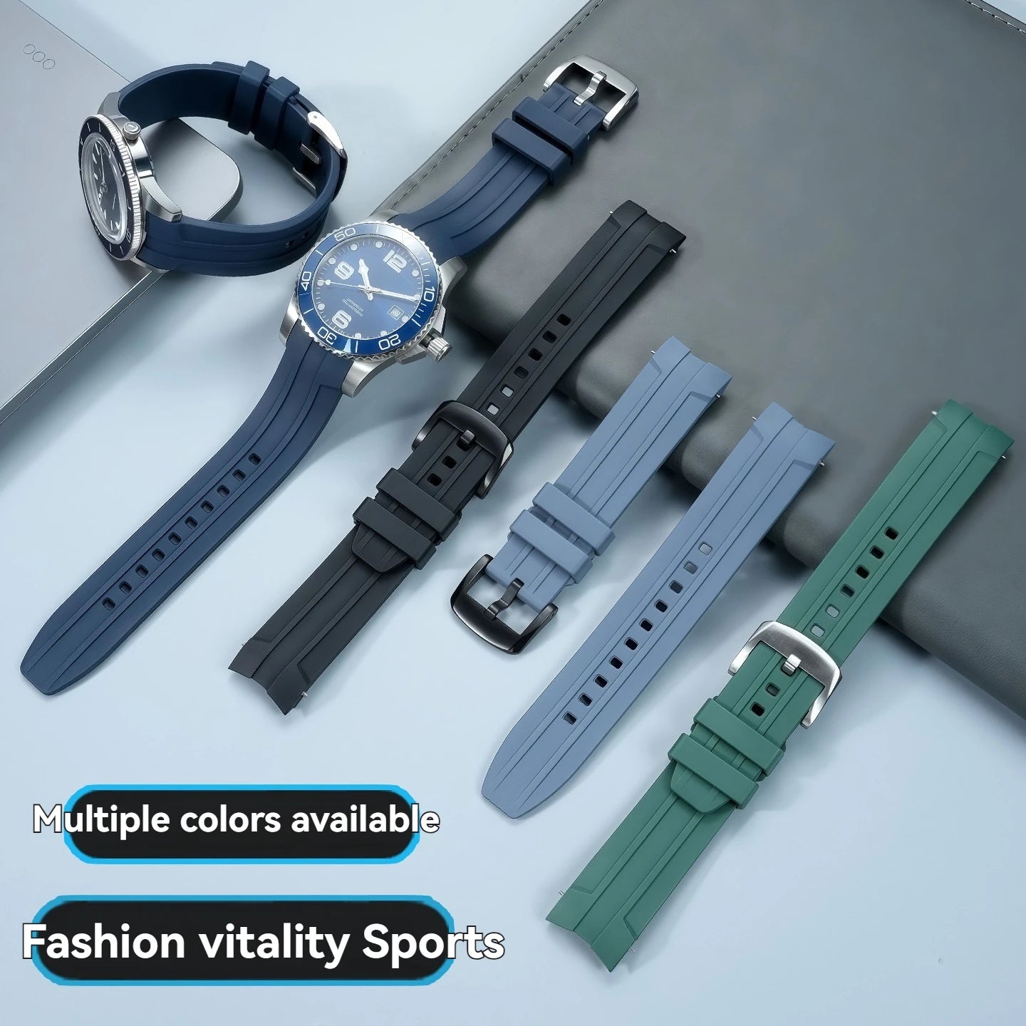 Per Longines HydroConquest L3.781/782/742/642 21 mm FKM Bracciale in gomma – Cinturino di ricambio in fluorocarbonio pronto per l'immersione da uomo