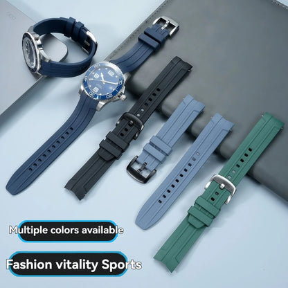 Per Longines HydroConquest L3.781/782/742/642 21 mm FKM Bracciale in gomma – Cinturino di ricambio in fluorocarbonio pronto per l'immersione da uomo